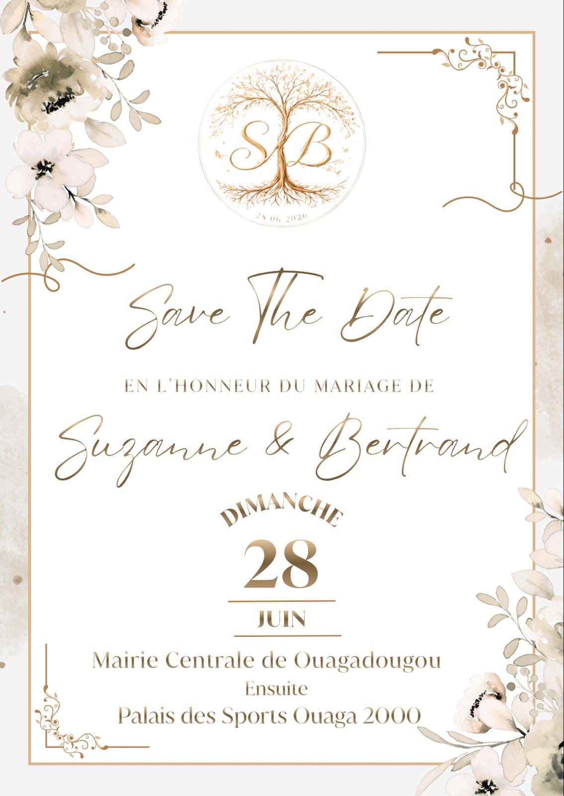 Suzanne & Bertrand — Save The Date 28 Juin 2026